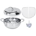 thumbnail image 1 of Deep Frying Pot Stainless Steel Frying Pan with Thermometer Lid Kitchen Cookware FryerS 2.2L 20CM, 1 of 14