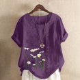 thumbnail image 2 of Birdeem T-Shirt Ample Décontracté d'Été pour Femme à Col Rond, Manches Courtes, à Imprimé Floral, 2 of 4