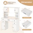 thumbnail image 3 of Gymax Makeup Vanity Desk w/ Lighted Mirror Charging Station 3-Color Dimmable LED Lights, 3 of 10