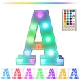 thumbnail image 2 of LiveSatisfy Clearance Colorful Light Up Letters, LED Letter Lights Marquee Letter Signs Battery Powered, Letter Lamp with Remote for Birthday Party Wedding Home Bar Christmas Decorations, 2 of 7