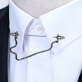 thumbnail image 3 of Classic Mens Shirt Collar Bar Pin with Link Chain Necktie Tie Clips 7cm Black, 3 of 8
