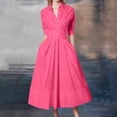 thumbnail image 1 of Styesk Robes pour Femmes Robe d'Été pour Femmes Mode Couleur Unie Bouton Lien Pli Poche Manches Longues Col Rabattu, 1 of 9