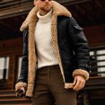 thumbnail image 2 of Veste d'Hiver pour Hommes Décontractée Unie à Col Rabattu, d'Hiver, Épaissie, Fraîche, à Fermeture Éclair, Patchwork, Manteaux, 2 of 9