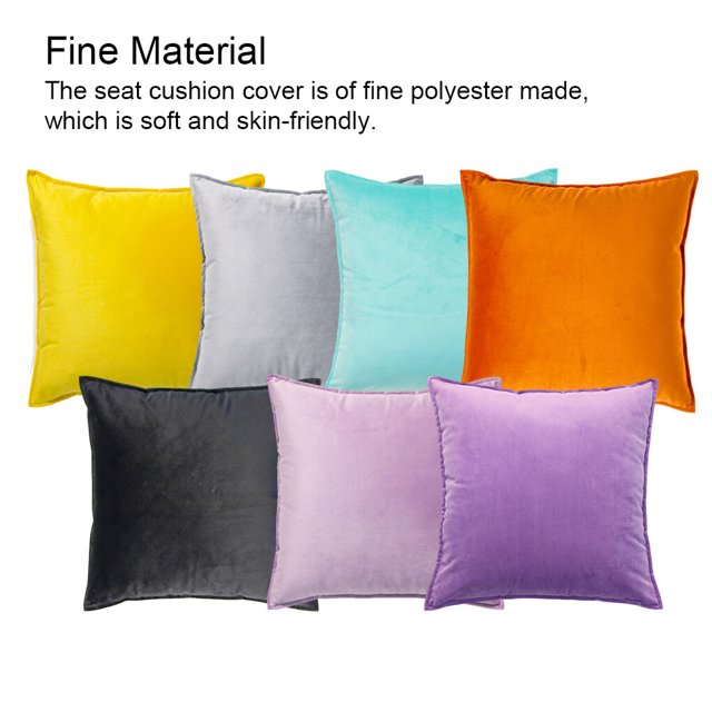 Seat Cushion Cover Solid Color Velvet Replacement Soft Decorative Reusable Zipper Sofa Pillow Case Accessories Purple 45x45cm