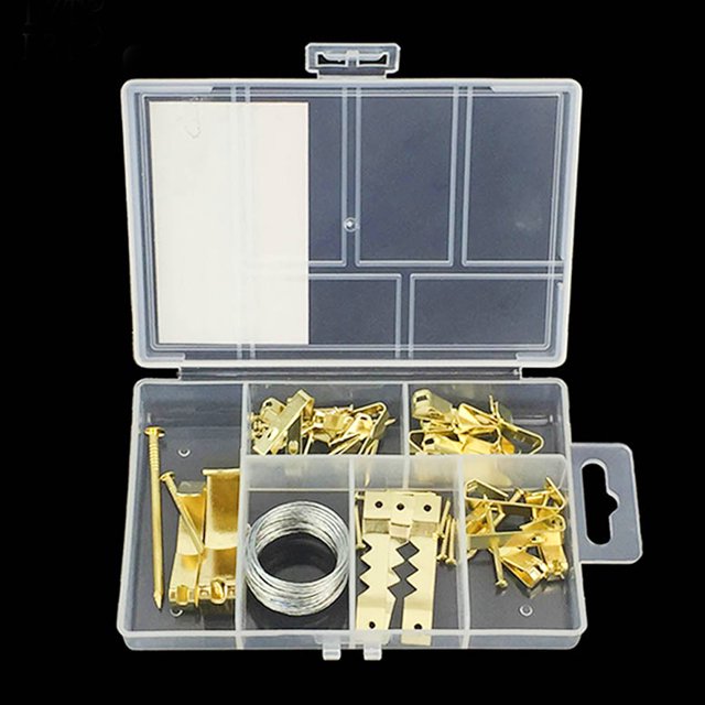 47pcs Picture Hanging Kit Wooden Picture Kit Wall Hanging Kit Frame Wall Mounting Hooks Nails Picture Hanging Wire Kit