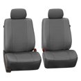 thumbnail image 2 of FH Group Gray Deluxe Faux Leather Airbag Compatible and Split Bench Car Seat Covers, 2 Headrest Full Set, 2 of 4