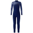 thumbnail image 4 of TiaoBug Girls Ice Skating Jumpsuit Rhinestone Mock Neck Competition Figure Skating Dancewear Navy Blue 14, 4 of 7