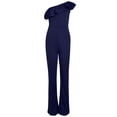 thumbnail image 5 of Yuyuzo Women Rompers 1 Shoulder Sleeveless Ruffle High Waist Loose Wide Leg Pants Elegant Jumpsuits, 5 of 5