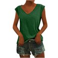 thumbnail image 1 of Pompotops Fashion Woman Causal V-Neck Solid Blouse Sleeveless T-Shirt Summer Tops, 1 of 4