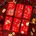 thumbnail image 1 of YAOMOBB Colorful Red Envelope 6Pcs Chinese Wedding Red Envelopes Bronzing Chinese Letter Print Lucky Money Cash Packets Celebration Gift, 1 of 7