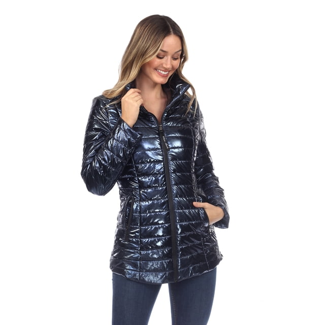 White Mark Manteau Matelassé Métallisé pour Femme