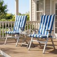 thumbnail image 2 of Aoodor High Back Tufted Patio Chair Cushions Set of 2 for Outdoor Rocking Chairs, 47 x 21 x 2.4 Inch Patio Seat Cushions for Dining Chairs, Adirondack Chairs, Blue Stripe, 2 of 7