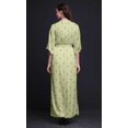 thumbnail image 2 of Bimba Robe Longue Imprimée en Rayonne à Feuilles, Taille Smockée, Fente Latérale, pour Femme - Grande, 2 of 6