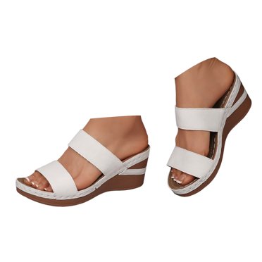 Mepaouo 2025 Platform Sandals for Women Fashion Wedges Slip on Shoes Open Toe Espadrilles Slide Heels