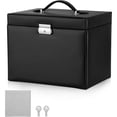 thumbnail image 2 of Womens Lockable Jewellery Boxes Organizers, 20 Compartments Multi-Layer Leather Storage Case for Earrings Rings Necklace, 2 of 7