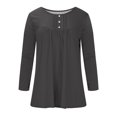 thumbnail image 4 of FAIWAD Womens Long Sleeve Tunic Tops Slim Round Neck Buttons Basic Pleated Patchwork Pullover Top, 4 of 4