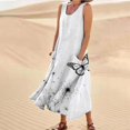 thumbnail image 4 of TJAZFJPA Robes d'Été Petites pour Femmes Mode pour Femmes Col Rond Décontracté Imprimé Pissenlit 3D Sans Poignets Poche Longue Robe Débardeur Robe Décontractée Robe T-Shirt Femmes Robe Satin Noire, 4 of 6
