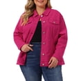 thumbnail image 1 of Agnes Orinda Women's Plus Size Jean Jacket Stitching Button Washed Denim Outerwear Coat 3X Hot Pink, 1 of 6