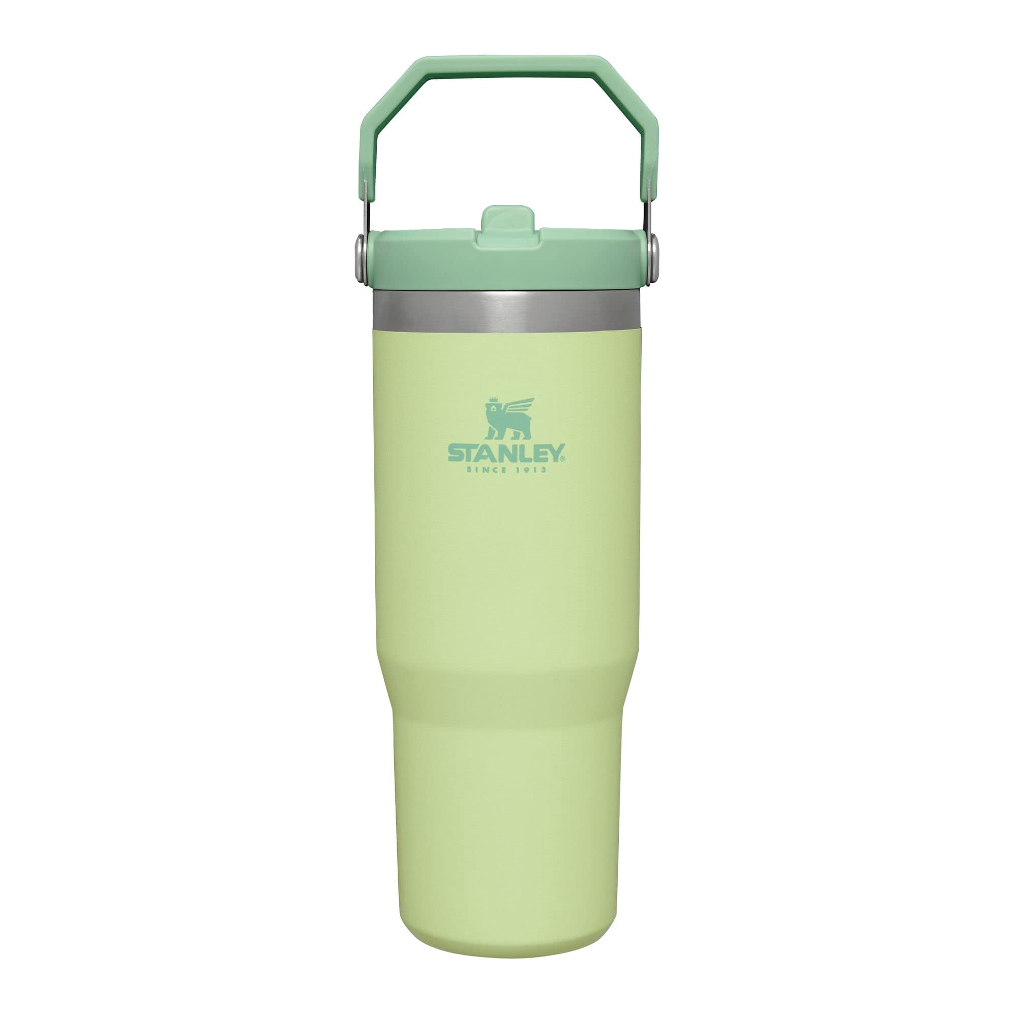 Stanley Bouteille d'Eau Isotherme en Acier Inoxydable IceFlow pour la Maison, le Bureau Ou la Voiture, Gobelet Réutilisable avec Paille, Résistant aux Fuites, à Retourner Froide pendant 12 Heures Ou Glacée pendant 2 Jours, Citron, 3