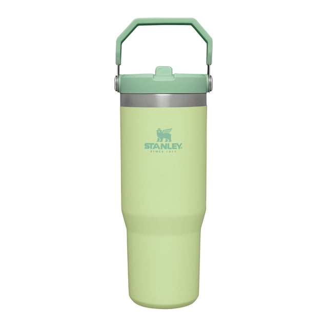 Stanley Bouteille d'Eau Isotherme en Acier Inoxydable IceFlow pour la Maison, le Bureau Ou la Voiture, Gobelet Réutilisable avec Paille, Résistant aux Fuites, à Retourner Froide pendant 12 Heures Ou Glacée pendant 2 Jours, Citron, 3