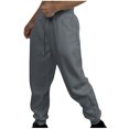 thumbnail image 1 of FAIWAD Men's Cargo Fleece Sweatpants Drawstring Stretch Elastic Waist Jogger Solid Color Sports Trousers, 1 of 4