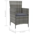 thumbnail image 4 of vidaXL Garden Chairs with Cushions 2 pcs Poly Rattan Grey, 4 of 5