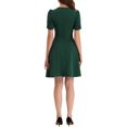 thumbnail image 3 of INSPIRE CHIC Robe de Bureau pour Femme, Encolure Cœur, Plissée, Manches Courtes, Ligne A, Robe Fourreau, TP Vert Foncé, 3 of 6