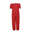 thumbnail image 4 of LOVZFMLL Combinaison pour Femme, Combinaison Ample à Épaules Dénudées à Manches Courtes de Couleur Unie Rouge, m, 4 of 5