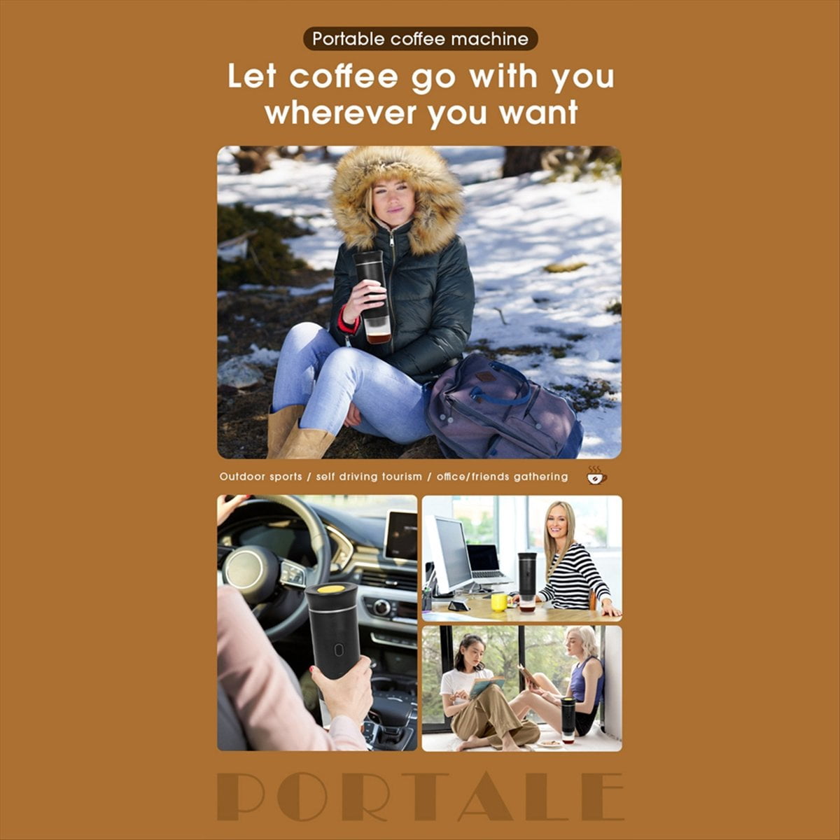 Portable Electric Espresso Machine with Travel Bag Portable Coffee Maker for Travel Self-Heating Car Espresso Maker C