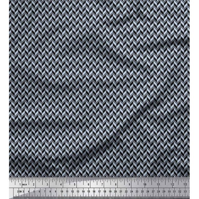 Soimoi Satin Silk Fabric Herringbone Small Print Fabric by The Yard 42 Inch Wide