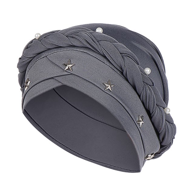 Women Beading Braid India Hat Muslim Ruffle Cancer Chemo Beanie Turban Wrap Cap