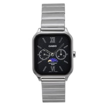 CASIOスタンダードムーンフェイズCASIO MTP-M305D-1AV Casio Standard Analog Moon Phase Stainless Steel Black Dial Quartz