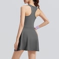 thumbnail image 4 of QATAINLAV Ventes de Rentrée Scolaire, Robe de Tennis Athlétique pour Femme avec Shorts Intégrés, Fermeture Éclair, Sans Manches, Mini Robe d'Entraînement de Golf, Combinaison de Sport de Course Extérieure, Gris m, 4 of 8