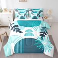 thumbnail image 1 of Boho Mid Century Bed in a Bag Queen Comforter Set 7 Piece Abstract Geometric Modern Minimalist Bedding Sets,Geometry Line Art Sheet Set Circle Graphic Ombre Stripes Room Decor,Cyan Teal, 1 of 1
