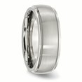 thumbnail image 4 of Stainless Steel Ridged Edge 8mm Brushed and Polished Band Ring 12 Size, 4 of 5