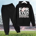 thumbnail image 2 of WEIYLL Outfits for Boys Sets Hooded Football Personality Letter Printed Pants Football Rugby Activity Black Suits 3-4 Years, 2 of 3