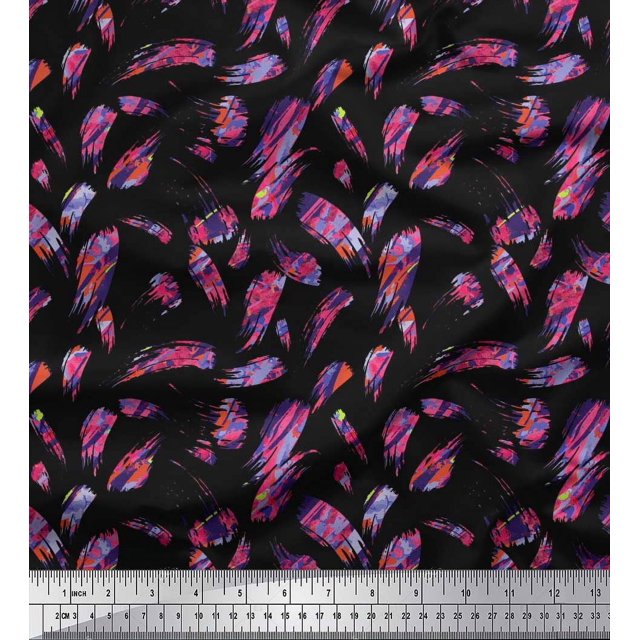 Soimoi polyester Crepe Fabric Brush Stroke Abstract Fabric Prints By Yard 42 Inch Wide