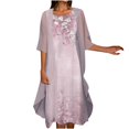 thumbnail image 2 of JUNWELL Robes pour Mère de la Mariée Ensemble Deux Pièces pour Femmes Robe Midi à Imprimé Floral avec Cardigan en Mousseline de Soie Formelle de Fête Sans Manches Grande Taille Robes d'Invitée de Mariage pour Femmes 2024 Tenue de Villégiature, 2 of 9