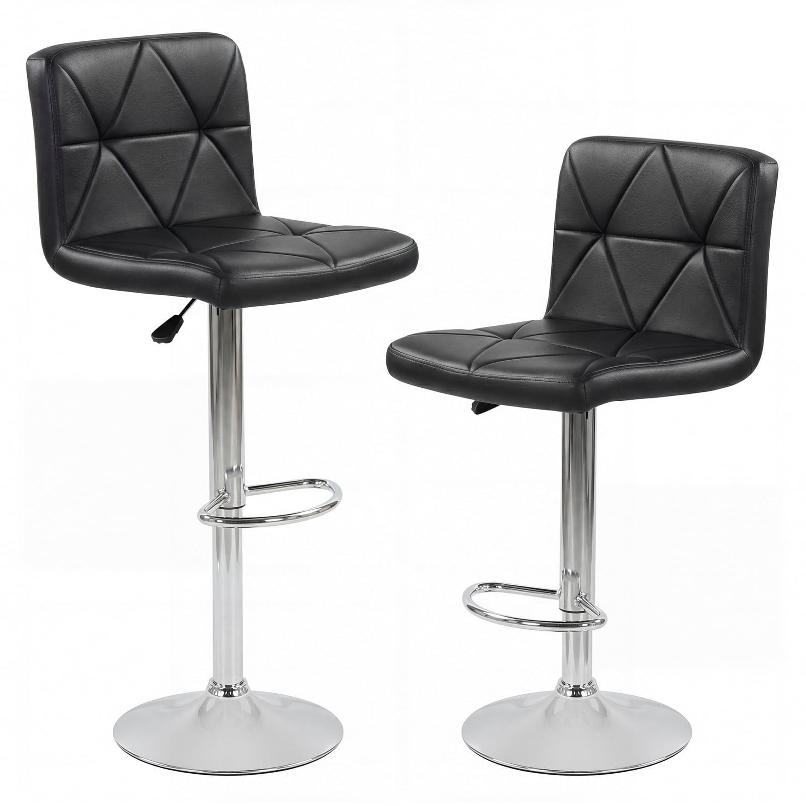 Gymax Bar Stools Set of 2 Adjustable Swivel Barstools w/Back & Footrest for Kitchen