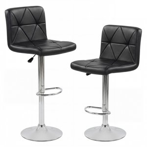Gymax Bar Stools Set of 2 Adjustable Swivel Barstools w/Back & Footrest for Kitchen