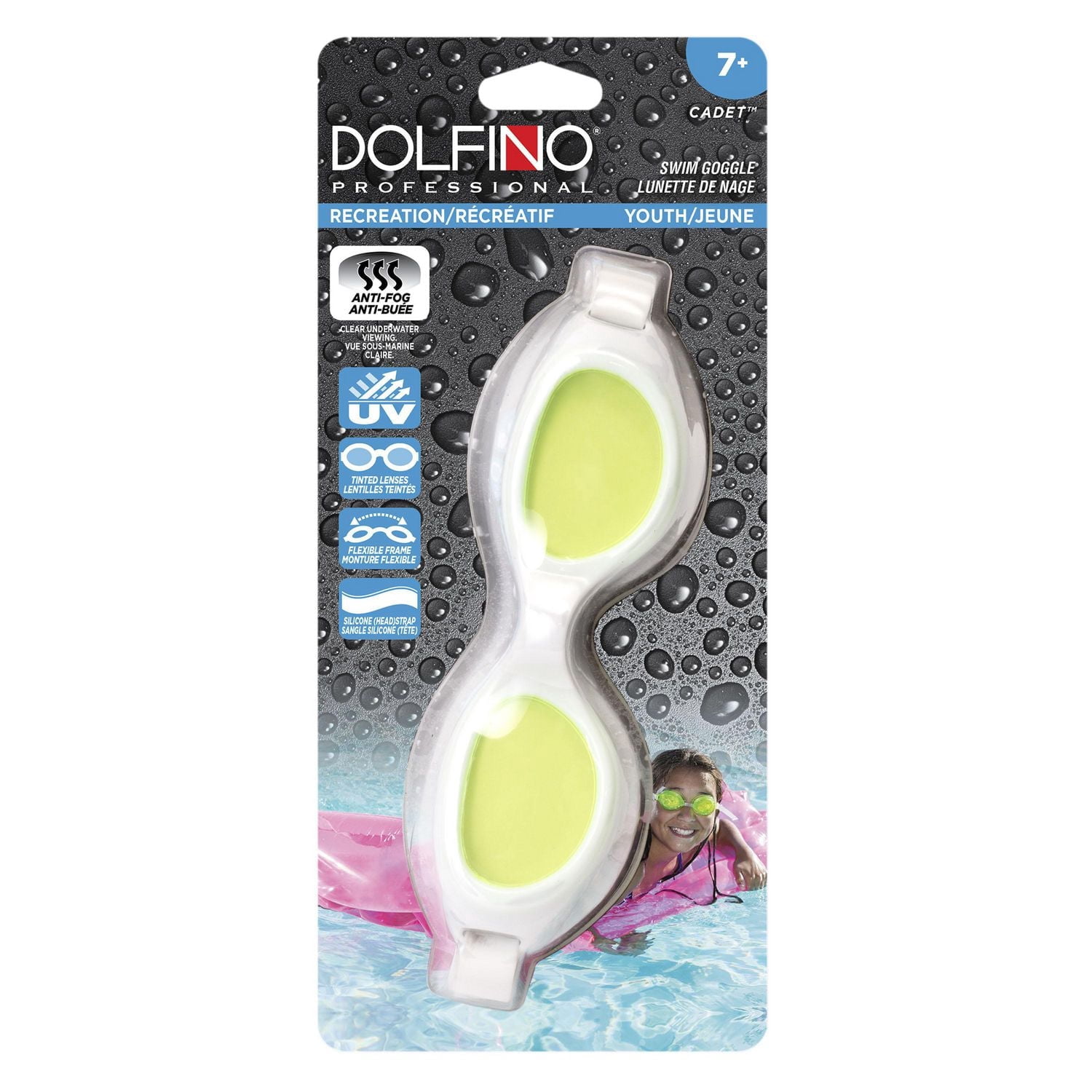 Dolfino Pro Cadet Child Swim Goggle -  White / Yellow