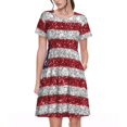 thumbnail image 1 of Fotbe Robe Motif Drapeau Américain Pailleté Décontractée Mode Femme Manches Courtes Robe Maxi Robe T-Shirt Rayée Longue à Blocs de Couleur, 1 of 6