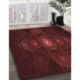 thumbnail image 3 of Ahgly Company Machine Washable Indoor Round Transitional Fire Brick Red Area Rugs, 5' Round, 3 of 7