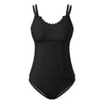 thumbnail image 4 of DGMIOCS Women's Tankini with Shorts Full Coverage Top with Boy Short Bottom Black S, 4 of 5