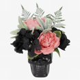 thumbnail image 1 of Crâne noir avec composition florale, 1 of 5