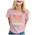 thumbnail image 1 of JIRNDf Hauts pour Femmes Été T-Shirts Tendance Manches Courtes Col Rond Ample Confortable Doux Décontracté Basique Mignon T-Shirts Graphiques pour Femmes Chemises Rose TTG, 1 of 5