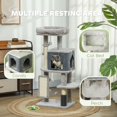 thumbnail image 3 of 41 Inch Cat Tree with Condo, Plush Cat Tower with Sisal Scratching Posts, Jumping Platforms & Grooming Brush, Light Grey Multi-Level Activity Center for Indoor Living Room, 3 of 7