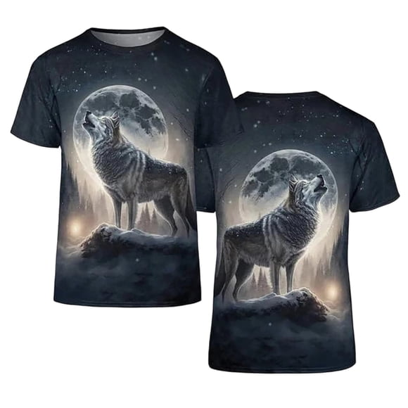 Graphic Wolf Design Tee for Everyday Casual and Outdoor Activities Men T Shirt Streetwear Durable Short Sleeve Tee for All Seasons