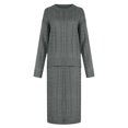 thumbnail image 4 of Dvkptbk Chandails pour Femmes Chandail à Col Rond pour Femmes à Manches Longues Pantalon à Jambe Grand Fente de Couleur Coupe Ample Ensemble de Chandail à la Mode Vêtements en Liquidation, 4 of 5