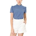 thumbnail image 1 of INSPIRE CHIC Women's Ruffle Polkd Dots Round Neck Casual Short Sleeve Blouse Tops, 1 of 6